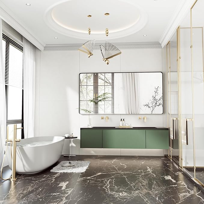 Black Bathroom Mirror 72X36 Inch Bathroom Vanity Mirror for Wall, Metal Frame Large Mirror, Tempered Glass, Modern Wall Mirror for Bathroom, Farmhouse, Horizontally or Vertically Hanging