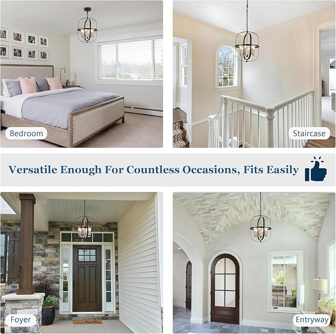 ANKYLHUA Black Nickel Chandeliers for Dining Room,Chandelier 6-Light,E12 Base Light Fixture Adjustable Height,Ellipse Farmhouse Hallway Light Fixtures for Kitchen Entryway Foyer