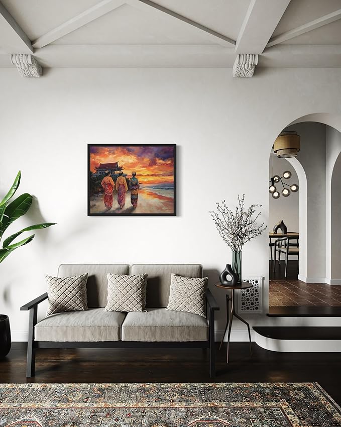 Malaysia Art Print Poster, Asia Oriental Countries Culture Wall Art Asian Paintings for Bedroom Bathroom Living Room Decor 97 (Malaysia, 11 x 14 inches, Black Frame)