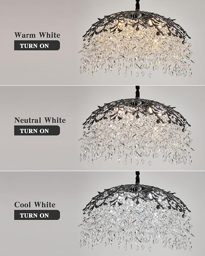 Modern Crystal Chandelier for Dining Room, 31.5" 10-Light Black Tree Branch Chandeliers, Luxury K9 Crystal Rectangular Chandeliers for Kitchen Island Living Room