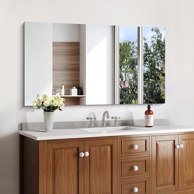 KOCUUY Frameless Mirror, 24"x40" Bathroom Mirror for Over Sink, Large Rectangle Mirror for Wall, Upgraded Shatterproof, Unframed Vanity Mirror for Bathroom, Bedroom, Living Room, Entryway