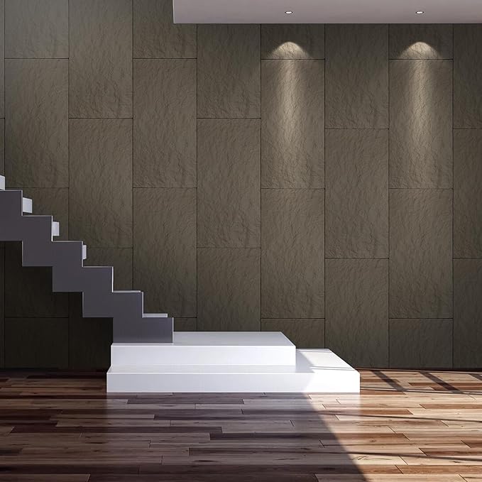 KASARO PU 3D Faux Stone Wall Panels, 4 PCS Wainscoting Panel for Interior Wall Decor, Cement Texture Accent for Home, Office, 47.2×23.6inch, Cement Grey
