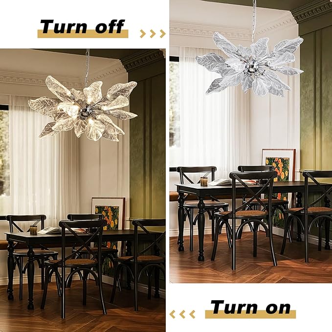 Modern Chandeliers for Dining Room - D31.5'' Leaf Chandelier Light Fixture, Over Table, For Living Room, Bedroom, Foyer