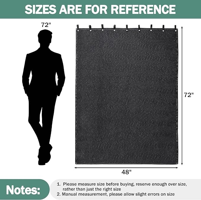 MABOZOO Studio Sound Blanket, Large Soundproof Blanket with Grommets, Heavy Duty Sound Dampening Noise Reducing Divider for Workshop, Basement, Laundry, Acoustic (Black, 48 * 72)