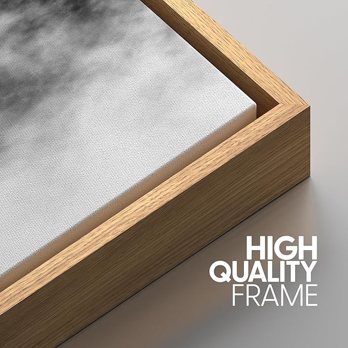 SIGNWIN Framed Canvas Print Wall Art Set Black & White Mountain Forest Valley Nature Wilderness Photography Modern Art Rustic Landscape Relax/Calm for Living Room, Bedroom, Office - 16"x24"x3 Natural