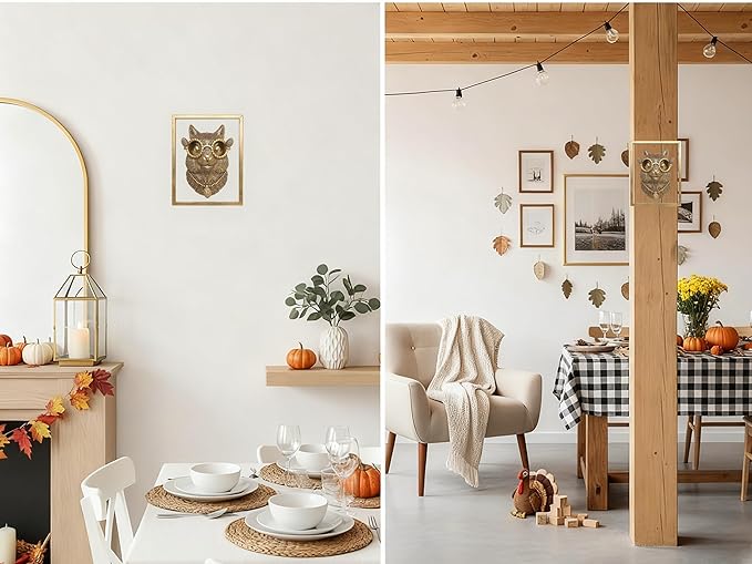 Animal Heads Wall Decor (Includes Metal Frame) Resin Animals Sculptures Head Wall Hanging Decoration Gold vintage Wall Sculpture for Living Room Bedroom Office(Squirrel)