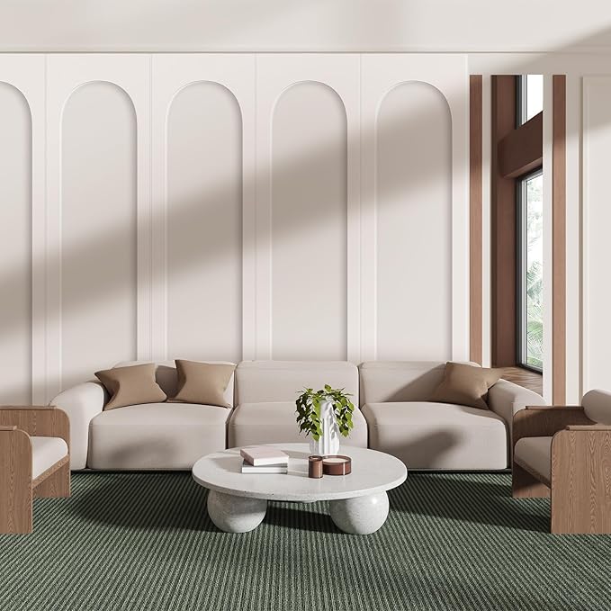 Nuanchu 4 Set Arch MDF Wall Molding Kit 118 x 31.5 Inch Pre-Cut Arch Wainscoting Panel Board and Batten Wall Panel Decor Paintable Accent Kit for DIY Home Bedroom Living Room Decor