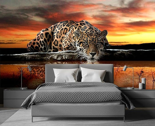 Clouar - Animal Leopard 3D Wallpaper Mural 158" x 110"(Not Self-Adhesive)