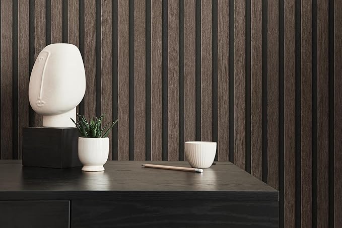 A.S. Création Wallpaper Wood Panels - Black, Brown - Striped Wood Wallpaper 395.99in x 20.87in Made in Germany - 391093