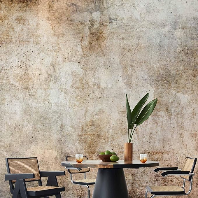 artgeist Wall Mural Concrete 154x110 in - Peel and Stick Self-Adhesive Wallpaper Removable Large Sticker Foil Wall Decor Print Picture Image Design Faux Stone Beige Brown a-A-10181-a-a