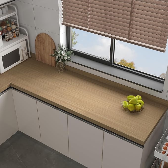 Large Size 48"x197" Extra Wide Big Roll Brown Peel and Stick Wallpaper Self Adhesive Wallpapers Thicken Wall Sticker Faux Wood Contact Paper Removable Waterproof Wood Vinyl Wrap for Kitchen Cabinets