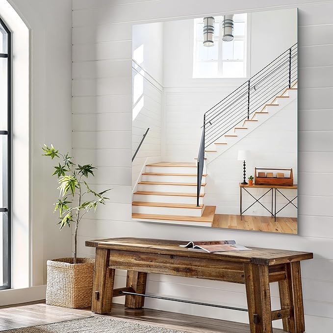 KOCUUY Large Frameless Mirror, 40x48 Inch Square Bathroom Vanity Mirror for Over Sink, Upgraded Shatterproof Unframed Design for Bedroom, Living Room, Entryway