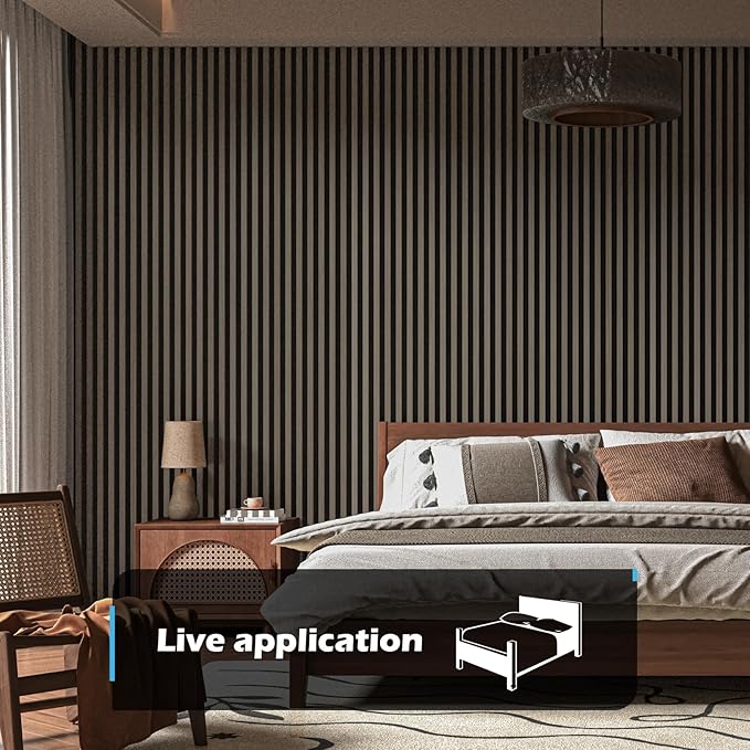 Art3d 2-Pack 48" x 24" Acoustic Wood Panels for Wall, Soundproof Wood Slat Panel for Wall and Ceiling, 3D Fluted Sound Absorbing Paneling for Interior Wall Decor, Living Room, Bedroom - Walnut