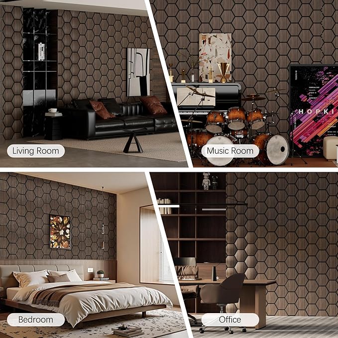 4 Packs Acoustic Wall Panels - Self-Adhesive 3D Wood Slat Wall Panel- Peel and Stick Sound Absorbing Panels for Noise Reducing - Feature Wall Decor for Home & Office