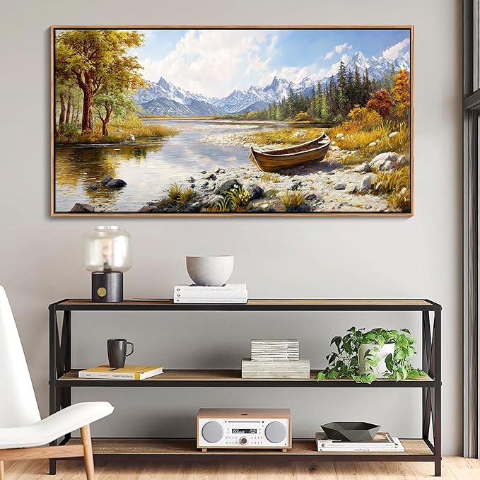 Mofutinpo Fall Mountain Landscape Wall Art - Nature Forest Canvas Art for Living Room, Bedroom & Dining Room - Framed Paintings for Wall Decor - Large Scenic Artwork for Home 24x48IN