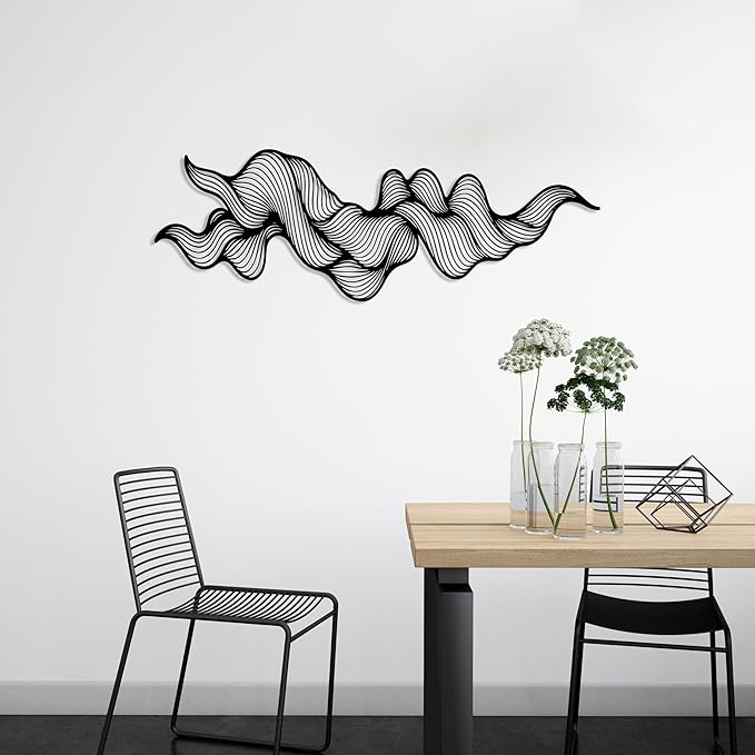 Abstract Metal Wall Art, Modern Wall Decor, Minimalist Line Sculpture, Geometric Wave Artwork, Large Mid Century Wall Hanging, Luxury Style Sculpture, Creative Home and Office Wall Sign, Gift for Home