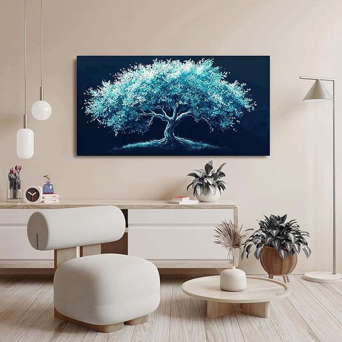 Canvas Wall Art Decor Green Tree of Life Wall Art Decorations Wall Art Pictures for Living Room Modern Bltanical Wall Art Prints 20" X 40" Canvas Art Wall Decor Artwork for Walls Bedroom Office Decor