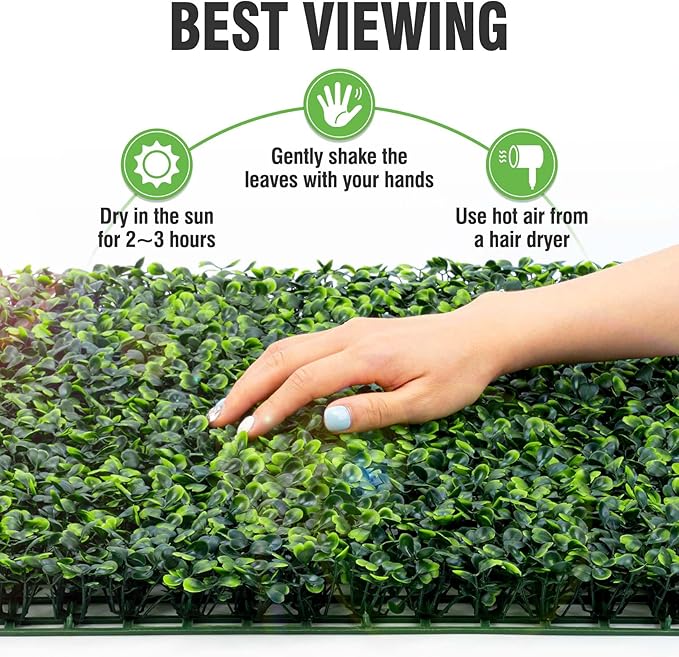 KASZOO Grass Wall 24 Pack 20"x20" Artificial Boxwood Hedge Wall Panels, Privacy Hedge Screen Faux Boxwood for Outdoor,Indoor,Garden,Fence,Backyard,Greenery Walls