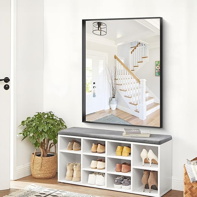 Black Bathroom Mirror, 36x48 Inch Rectangular Deep Frame Mirror, Large Wall Mounted Bathroom Vanity Mirror Over Sink for Bedroom,Restroom, Living Room, Hangs Vertically or Horizontally