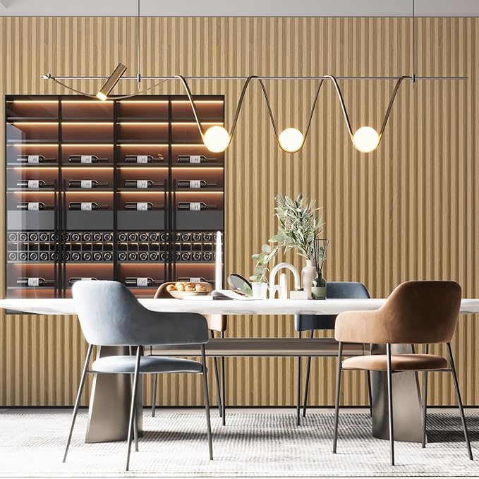 Art3dwallpanels Wood Slat Wall Paneling, 104'' x 6.7'' WPC Soundproof 3D Wall Panels for Interior Wall Decor, 8 Pack Fluted Textured Panel Wall Slats, Oak