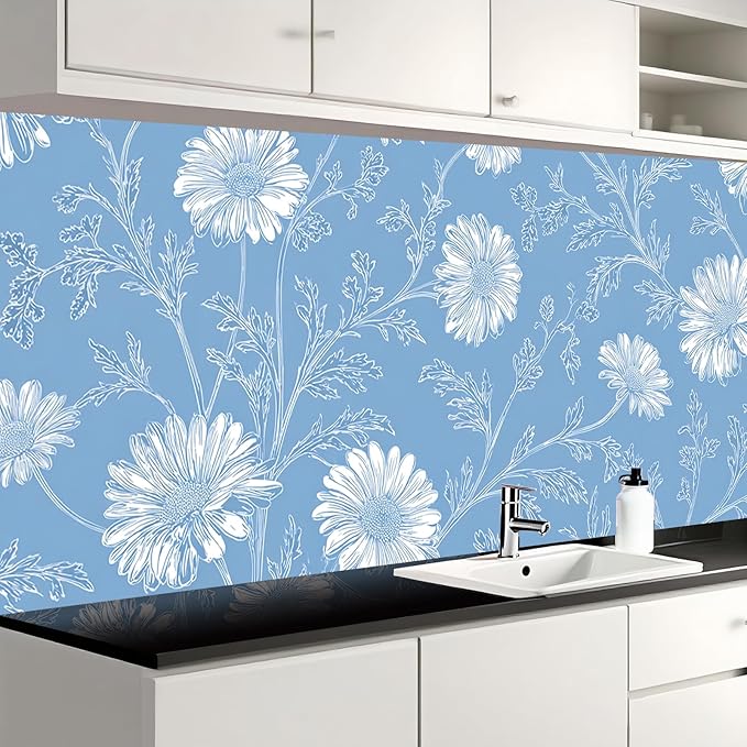 Nuxovilar Light Blue Snowflake Textured Peel and Stick Wallpaper, 15.75"x39.37", Self-Adhesive Contact Paper, Winter Holiday Theme for Bedroom, Living Room and Table Decor