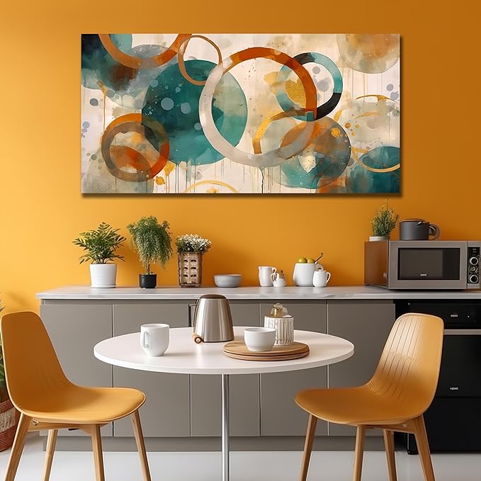 CANEITO Abstract Wall Art for Living Room, Circle Canvas Wall-Decor for Bedroom, Geometric Print Artwork, Size 59 x 29 Inches