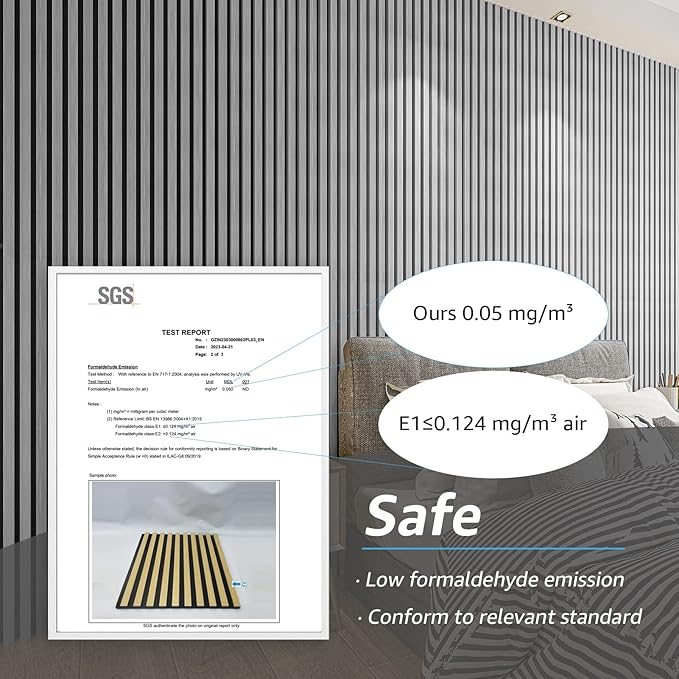 Art3d 4-Piece Wood Slat Acoustic Panels for Stylish Decor and Noise Reduction, 3D Textured Panel for Ceiling and Wall, Brushed Silver