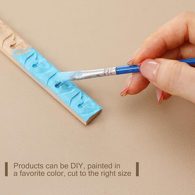 Nuanchu 12 Pcs Unfinished 3D Decorative Wood Trim Molding 15.75inch Decorative Wood Molding Cute DIY Trim for Home Wall Cabinet Shelf Window Door(Bead,12mm)