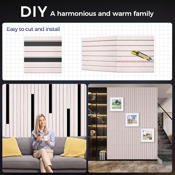 6 Pack Large Soundproof Wall Panels, 24 x 12 x 0.47 in Sound Proof Foam Panels for Walls, 1.2lb/ft³ High Density, Thicker 0.47in, Acoustic Panels, Sound Dampening Panels Camel