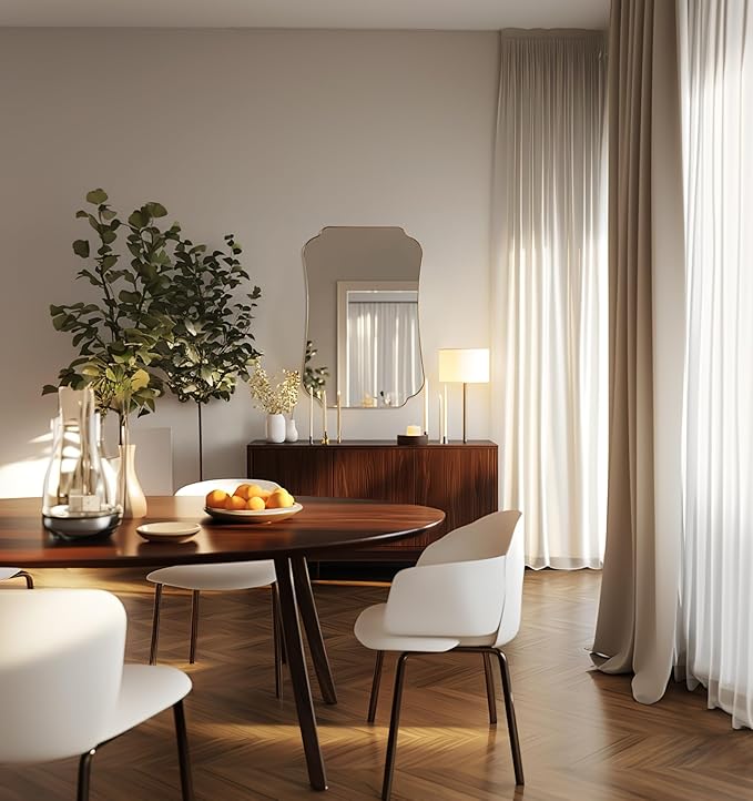 ANDY STAR 24"x32" Gold Mirror, Brushed Brass Scalloped Wall Mirror, Bathroom Wall Mirror with Stainless Steel Metal Framed Ideal for Bedroom, Hallway