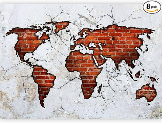 artgeist Premium Wall Mural World Map 157x110 in - XXL Non-Woven Wallpaper Fleece Wall Decor Photo Print Picture Image Design Map of The World k-A-0495-a-a