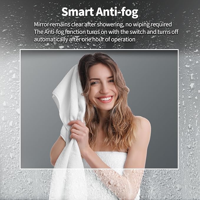 Koonmi 28"x20" LED Mirror for Bathroom, 90CRI Anti-Fog Vanity Mirror with Front and Backlight, Shatter-Proof Wall Mirror with Light, Easy Install Lighted Mirror for Modern Bathroom (IP65)