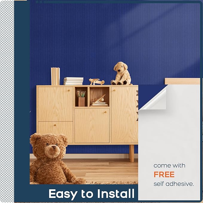 BUBOS 5 Pack Large Acoustic Panels,47.2" X 23.6" Acoustical Wall Panel,Self-Adhesive Sound Proof Panel for Office, Decorative Soundproof Wall Panels for Home Studio (Dark Blue 2)