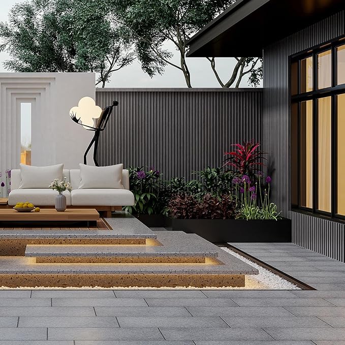 6-Pack Slat Wall Panel with 2 Trims Wood Grain Slat Wall 96" x 6.2" WPC Slats 3D Wall Panels Grey Grille