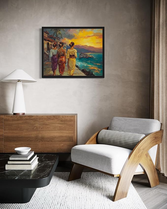 Philippines Art Print Poster, Asia Oriental Countries Culture Wall Art Asian Paintings for Bedroom Bathroom Living Room Decor 97 (Philippines, 24 x 36 inches, Black Frame)