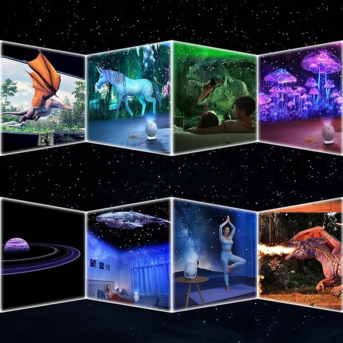 3D Projector ,Galaxy Light Projector & Home Planetarium Projector, Astronaut Galaxy Projector Nightlight with 90 Scenes, 200 Dynamic Effects & Optical Lenses for Starry Sky Room Decor