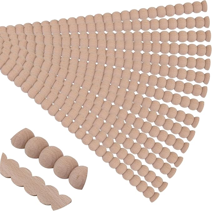 15-Pack 15.75" Unfinished Wood Beaded Trim - Easy to Paint, Cute Decorative Molding DIY Craft for Furniture Frame, Mirror Edge, Wall, Door, Closet, Dresser, Shelf