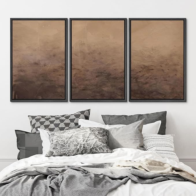 MUDECOR Framed Canvas Print Wall Art Minimalist Earthy Neutral Brown Abstract Illustrations Realism Decorative for Living Room, Bedroom, Office - 24"x36"x3 Black