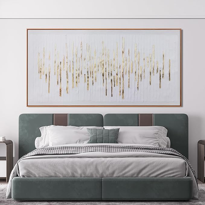 Canvas Wall Art Decor Abstract Canvas Art Wall Decor Large Wall Art for Living Rroom Modern Abstract Wall Art Prints White Gold Wall Art Decorations Artwork for Walls Bedroom Office Decor 29" x 58"