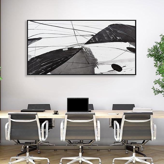 Abstract Canvas Art Home Wall Decor Black and White Abstract Wall Art Framed Artwork Modern Home Wall Decor for Living Room Bedroom Office 24"x48"