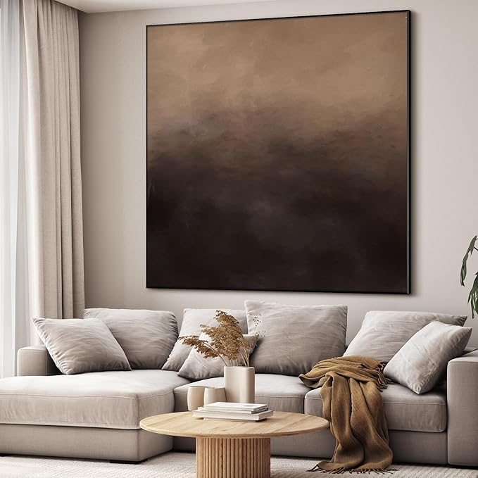 46"x46" XL Framed Wall Art - Moody Brown and Beige Tones (Frame Assembly Required)