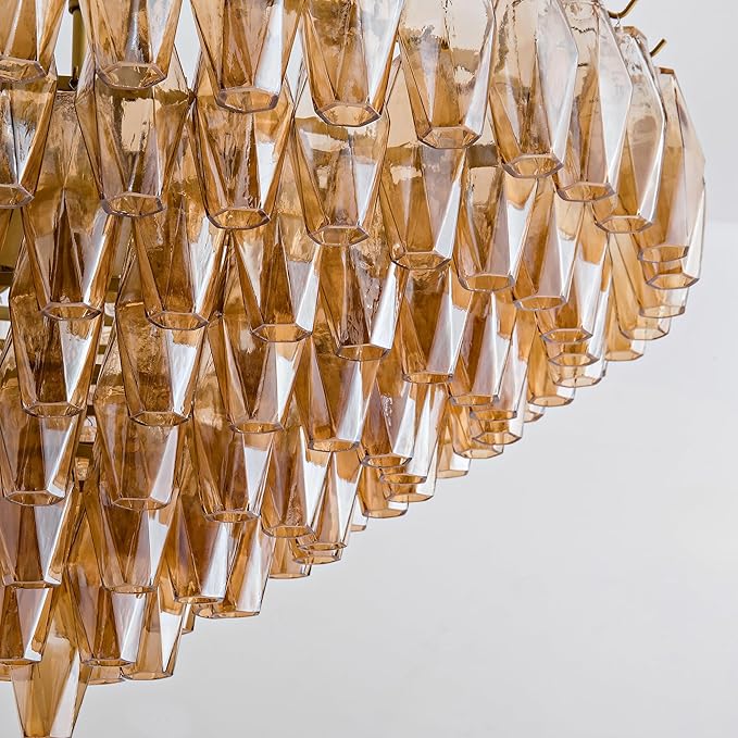 Modern Round Chandelier, 37" Extra Large Black Chandeliers for Dining Room, 14-Light with Tiered Smoke Glass Tubes Ceiling Light, Pendant Lighting Fixture for Living Room Bedroom Kitchen Island