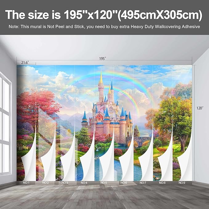 Castle Mural Large Wallpaper for Living Room Bedroom (Papel tapiz para pared de habitatacion) 195" x 120" (It's not Peel and Stick)