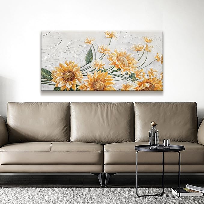 Canvas Art Wall Decor Print Paintings Sunflower Wall Art Prints Pictures Decor Ready To Hang Pictures For Bedroom Bathroom And Office Kitchen Home Decor Artwork 20"×40"