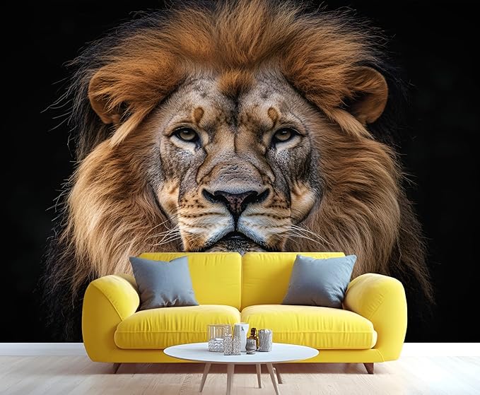 Lion King Mural Wallpaper, African Lion King Murals, 3D Wild Animal Murals Wallpaper for Living Room Bedroom Tv Background Wall Home Decor Mural (Not Peel Stick)