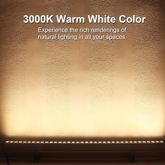 WLED Wall Washer Light 36W 3000K Warm White – 4500LM 40″ Linear LED Light Bar, IP65 Outdoor Wall Wash Lighting for Landscape, Sign & Building, Plug-and-Play 120V Floodlight with 6.56ft Cord