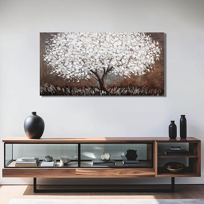Canvas Wall Art Decor Artwork for Walls Tree of Life Wall Art for Living Room Black and White Wall Art Decor Vintage Tree Flower Wall Decor Art Paintings Prints for Room Home Office Wall Decor 20"X40"