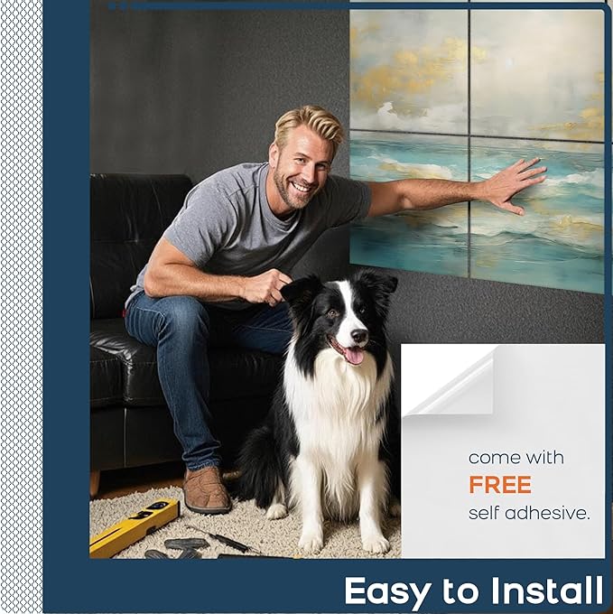 BUBOS 6 Pack Art Acoustic Panels Soundproof Wall Panel,70.8X47.2 Inches Large Sound Absorbing Panel,Self-Adhesive Decorative Acoustical Wall Panels, Acoustic Treatment for Home Office（Foggy Sea）