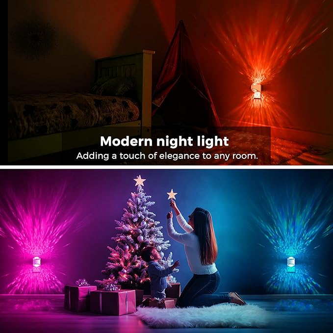 L LOHAS LED Night Light for Kids,Plug in Night Light with Light Sensor,Multi-color Projector Light for Kids Playroom Ceiling Decor Home Theater Party