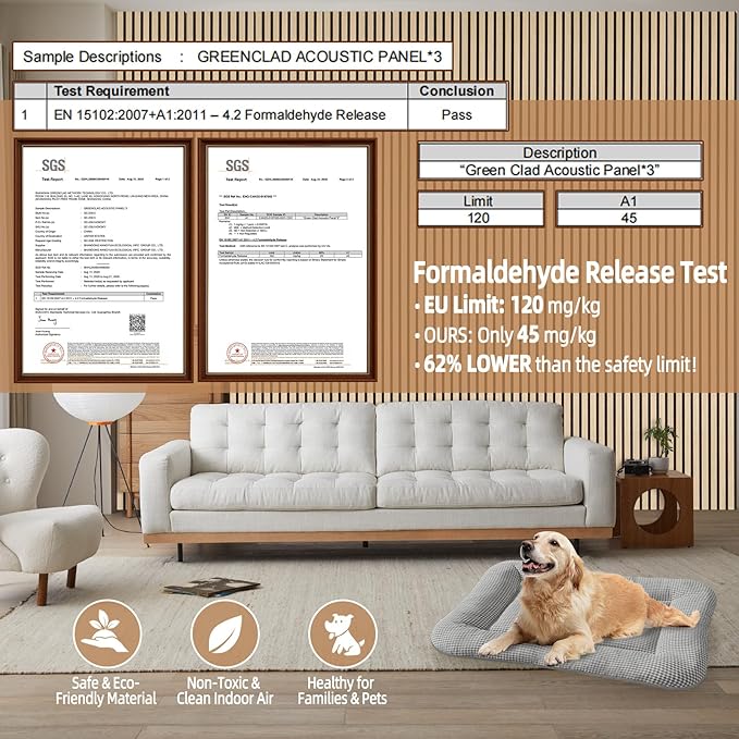 Acoustic Wood Slat Wall Panels - White Oak Soundproof Paneling for Interior Wall Decor, Modern Design, 94" x 12", 4-Pack